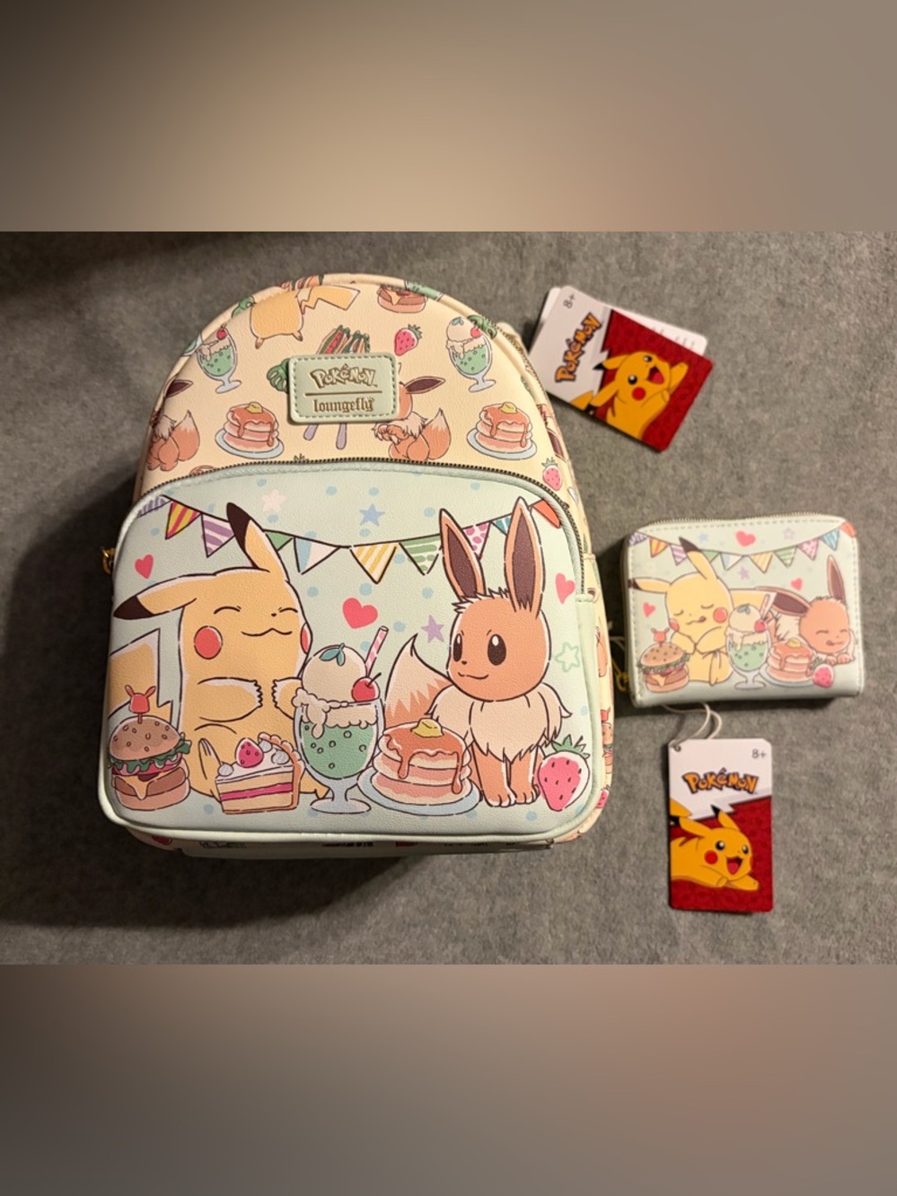 Loungefly Pokemon Cafe Pikachu & Eevee Mini Backpack and Wallet